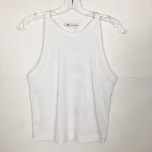 Top corto acanalado blanco talla pequeña ZARA NUEVO CON ETIQUETAS  - Imagen 1 de 10