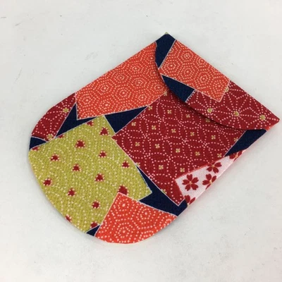 Bolsa de tela artesanal tradicional japonesa de colección patrón de flores rojas kimono KB37 Foto 1 de 4