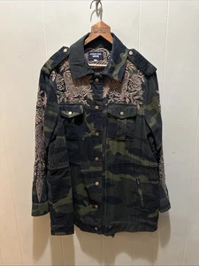 Johnny Was Workshop Miloqui Camo Corduroy Jacket Heavy Embroidered Women’s Large - Picture 1 of 6