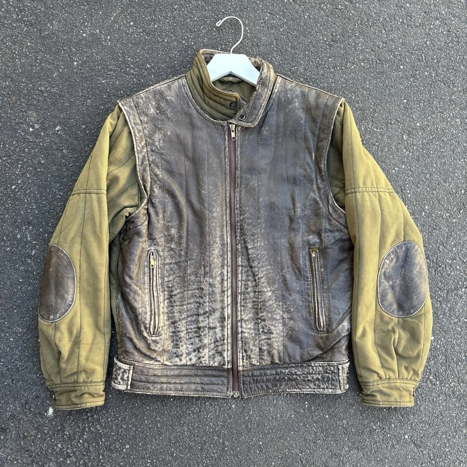Chaqueta de bombardero de cuero verde musgo de vuelo A-2 vintage 36 pequeña envejecida Foto 1 de 4