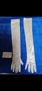 Guantes largos de ópera de satén ieie marfil formales nunca usados talla única - Imagen 1 de 3