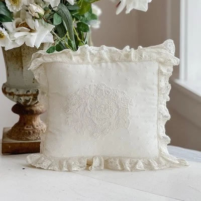 Gorgeous Antique French Lace Accent Pillow Vintage Boudoir Cushion - Image 1 of 4