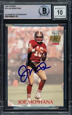 Joe Montana Firmado 1992 Pro Set Power Card 16 49ers Auto GM 10 Beckett Foto 1 de 2