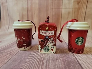 2007 Starbucks Holiday Ornament Set Christmas Blend Bag & Seasonal Cup +2013 Cup - Picture 1 of 16