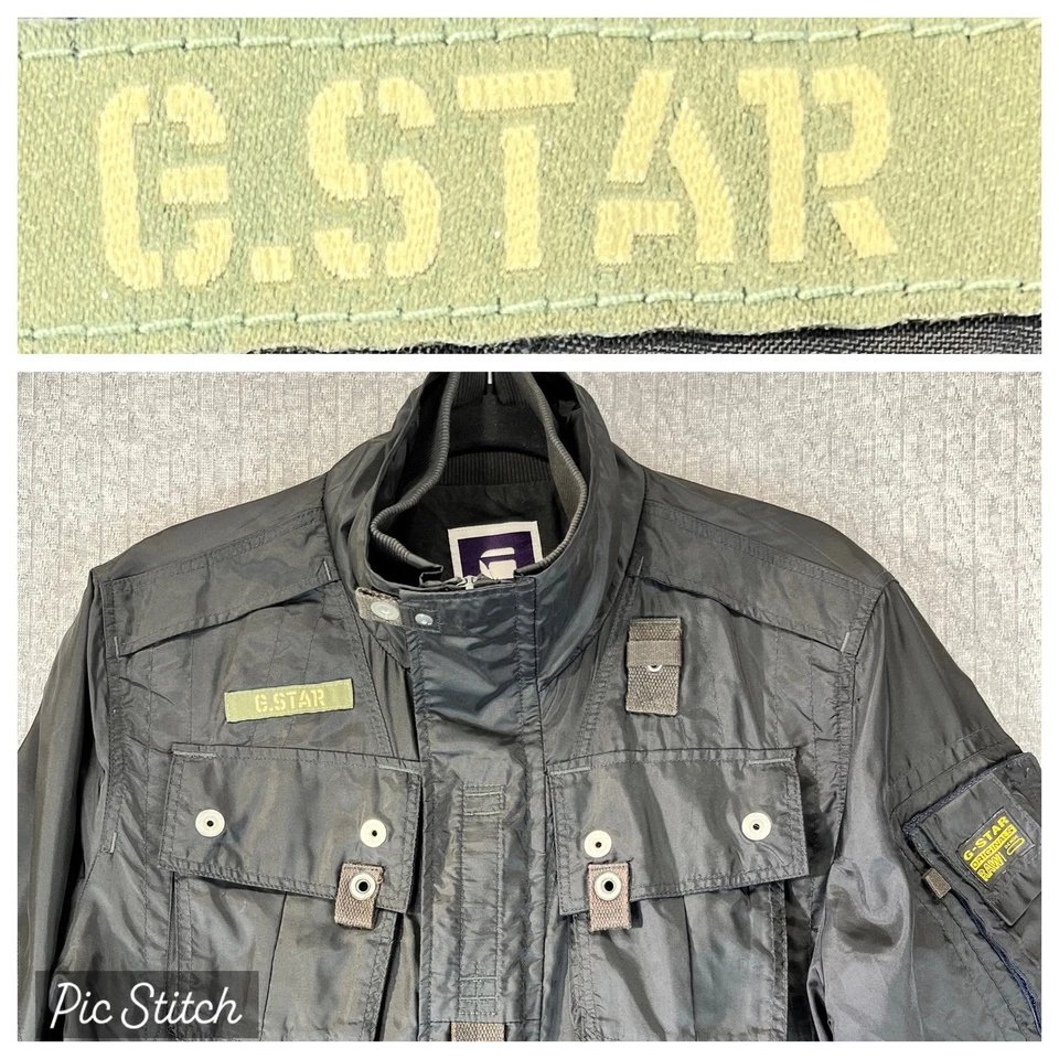 Sobrecamisa G Star Raw Recolite Negra Utilidad Carga Chaqueta Hombres M Bolsillos Militares Foto 1 de 4