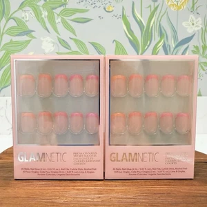 2x Glamnetic Press On Nails MACARONS kurz Pastell French Tips, Nagelkleber Set - Bild 1 von 4