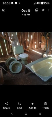 Accesorios de baño verde aguacate años 60 Foto 1 de 2