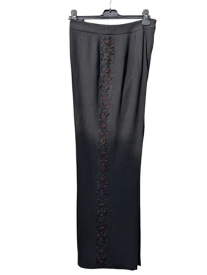 Pantalones Oscar De La Renta Nuevos con Etiquetas Lana Negra Pierna Ancha Con Lados Adornados Talla 16 Foto 1 de 4