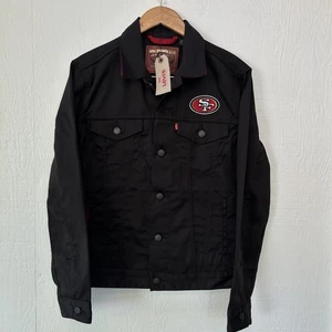 Levis San Francisco 49ers Levi's Black Twill Trucker Button-Up Jacket 181940001 - Picture 1 of 10