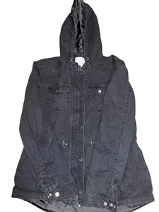 Outer Edge Black Hoodie Zip Up Draw String Button Up Jacket Women’s Size Medium - Picture 1 of 4