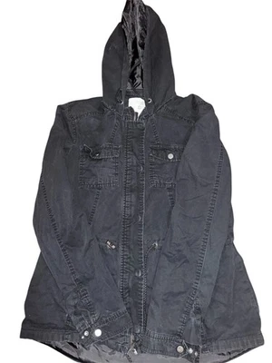 Outer Edge Black Hoodie Zip Up Draw String Button Up Jacket Women’s Size Medium - Image 1 of 4