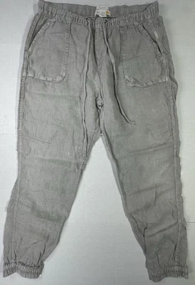 C&C California 100% Linen Drawstring Jogger Pants Gray Size Large - Image 1 of 4