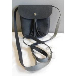 Schwarze Pebbled Crossbody Schultertasche Handtasche Quasten mit silbernen Beschlägen Neu - Bild 1 von 6