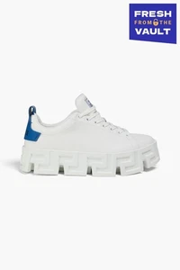 PVP €695 VERSACE Greca Laberinto Cuero Tenis US10 UK9 EU43 Hechas en Italia - Imagen 1 de 8