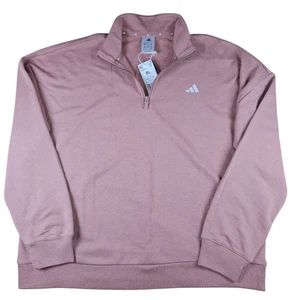 Adidas Clay Pink Sweatshirt Size XL Quarter 1/4 Zip Pullover Relaxed Stretchy  - Picture 1 of 7