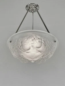 MULLER FRERES : FRENCH 1930 ART DECO PENDANT CHANDELIER . France degue era - Picture 1 of 10