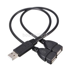 NEW USB 2.0 A Male to 2 Dual Female Jack Y Splitter Hub Power Cord Adapter Cable