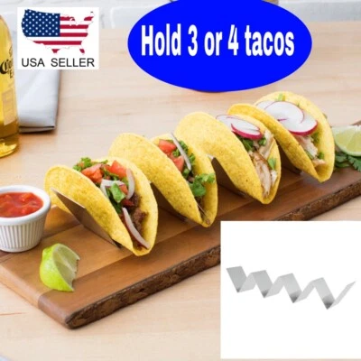 Stainless Steel Taco Holder Stand Taco Tray with 3 or 4 Compartments 10.5x2x2'' - Image 1 of 4