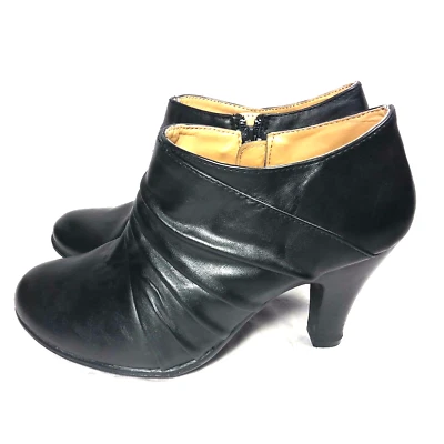 NICE Women's Croft & Borrow Shoes Side Zip High Heels Comfort Black Leather-6 M Foto 1 de 4
