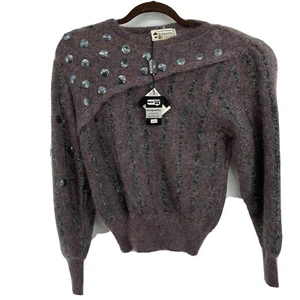 NWT La Squadra Monte Carlo Vintage Mohair Shoulder Pads Sequence Sweater Sz 1 - Picture 1 of 9