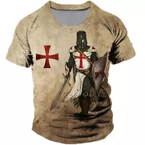 Tempelritter Grafik T-Shirts mutige Kreuzritter Designs, hochwertige Baumwolle Alltagskleidung - Bild 1 von 20