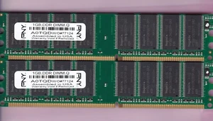 2GB 2x1GB PC-3200 PNY BRAND DDR-400 RAM MEMORY KIT A0TQD HYNIX CHIPS DDR1 PC3200 - Picture 1 of 8