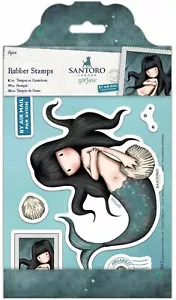 AWASHED STAMP SET Santoro Gorjuss Cling Rubber Unmounted Mermaid Shell Beach - Picture 1 of 1