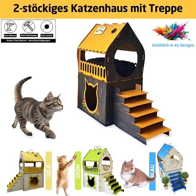 JUNGENGEL XL Katzenhaus 4x Designs Katzenhütte Katzenbett Katzenhöhle Holzhütte Katerbett