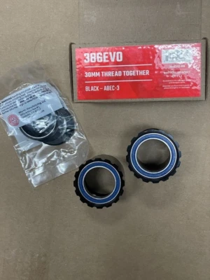NEW Wheels Manufacturing 386 EVO Bottom Bracket with ABEC-3 Bearings Black Cups - Image 1 of 4