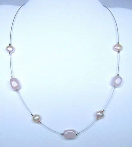 SILPADA STERLING SILVER PINK PEARL & ROSE QUARTZ NECKLACE N1724 !!! - Picture 1 of 6