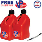 VP Racing Fuels 2 Pack Red 5 Gallon Square Utility Jug + Deluxe Fill Hose