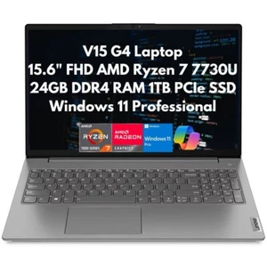 Webcam SSD Lenovo V15 Gen 4 15,6" FHD 8 cœurs Ryzen 7 7730U 24 Go 1 To Win11Pro neuve - Photo 1/10