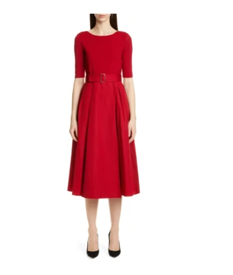 Nuevo con etiquetas, Vestido midi Max Mara Affine con cinturón en rojo - Talla 10 #MD964 Foto 1 de 4