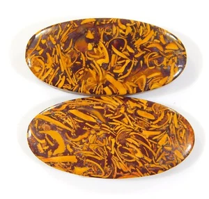 44 Ct Top Natural Mariam Jasper Pair Oval Cabochon Gemstone 31x16x5 mm UU=0288 - Picture 1 of 6