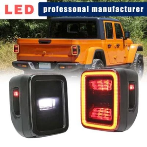 For Jeep Gladiator JT 2020-2023 Smoked LED Tail Lights Turn Signal Side Lamp - Picture 1 of 10