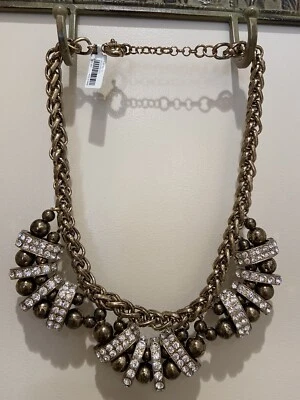 Collar BANANA REPUBLIC Estrás Grueso Cristal Latón Bola Tono Dorado Nuevo con Etiquetas Foto 1 de 4