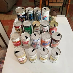 Vintage Empty Pull Tab Beer Can Lot of 19, Instant Collection, Bar Decor - Picture 1 of 5