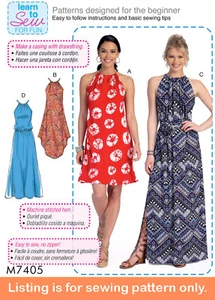 PATRÓN DE COSTURA Coser Mujer Ropa Halter Vestido Boho Largo Talla Grande 7405 - Imagen 1 de 3