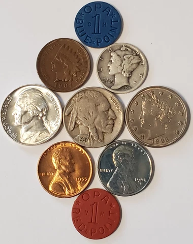 Includes:Mercury Dime, Silver Wartime Nickel, Indian Head, Buffalo and V Nickel Cover