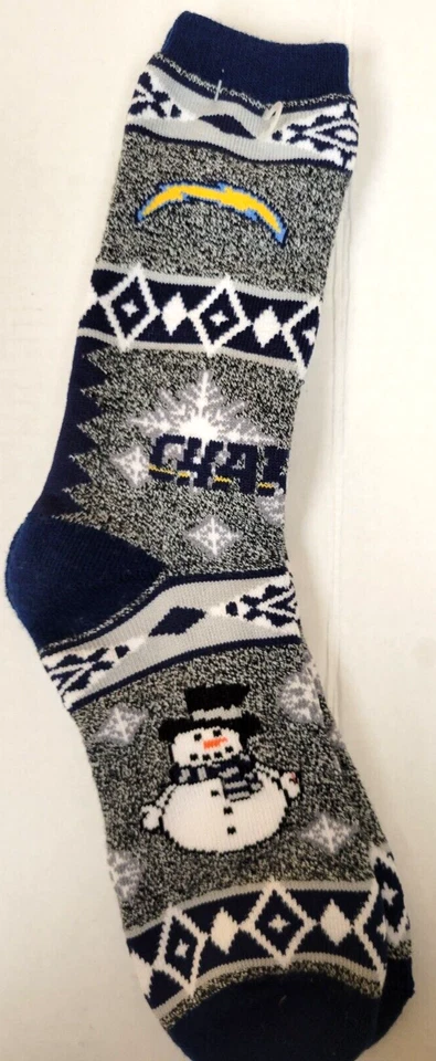 NFL Los Angeles Chargers Calcetines Suéter Feo, Nuevos (MANTA DE VACACIONES - MUÑECO DE NIEVE) Foto 1 de 1