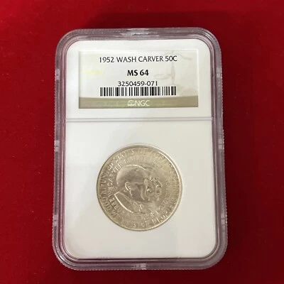 1952 50C Washington Carver Silver Half Dollar NGC MS 64 - Image 1 of 2