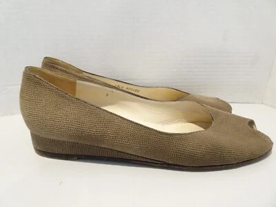 Sapatos anabela Bruno Magli marrom peep toe salto baixo feitos na Itália tamanho 11,5B - Imagem 1 de 4