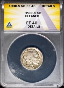 1930-S 5c Indian Head Buffalo Nickel EF 40 Details ANACS # 7644906 + Bonus - Picture 1 of 2