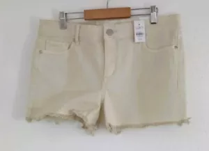 Loft Women's Cream Stretch Fringe Cut Off Jean Shorts 8/29 Waist 34 NWT - Picture 1 of 8