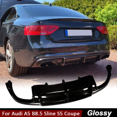 Alerón labial difusor parachoques trasero negro brillante para Audi S5 A5 B8.5 Sline 2012-2017 Foto 1 de 4