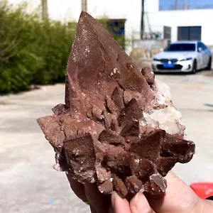 1,8 Pfund glänzender lila Yttrofluorit auf scharfem Calcit - Qinglong, Guizhou, China - Bild 1 von 22