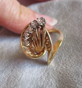ANELLO MODA VINTAGE DIAMANTI ORO 14 KT CON VALUTAZIONE - Foto 1 di 9