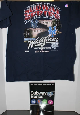 VINTAGE SUBWAY SERIES 2000 METS YANKEES T SHIRT SZ XL & PROGRAM WORLD SERIES - Image 1 of 4