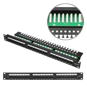 CAT5E UTP Patchpanel LAN Patchfeld 24 porty Desktop Natynkowy czarny LAN - Zdjęcie 1 z 4