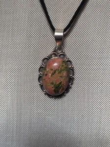 Colgante de piedras preciosas ovaladas de jaspe de plata esterlina 925 vintage   - Imagen 1 de 6